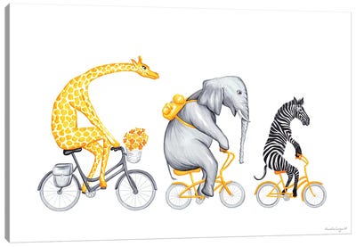 Yellow Trio Canvas Art Print - Giraffe Art