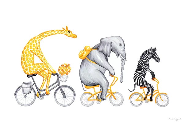 Kids Transportation Art: Yellow Trio by Amélie Legault