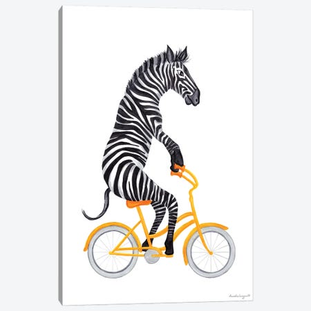 Zebra On Bike Canvas Print #LGL46} by Amélie Legault Canvas Artwork