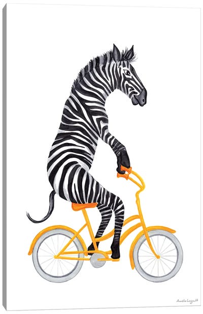 Zebra On Bike Canvas Art Print - Amélie Legault