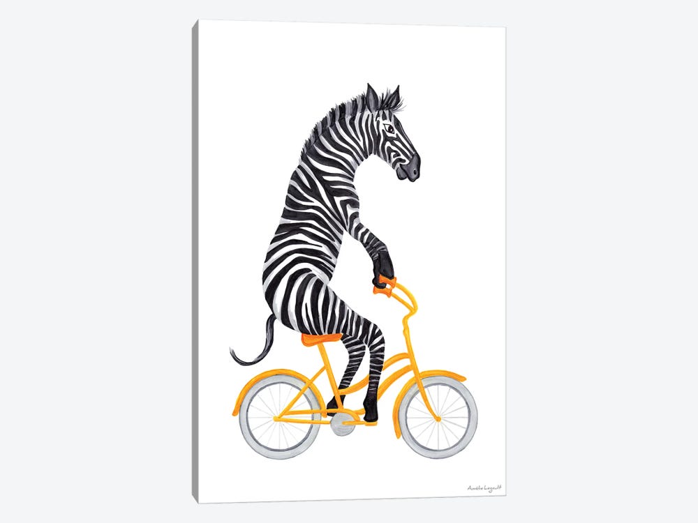 Zebra On Bike by Amélie Legault 1-piece Canvas Wall Art