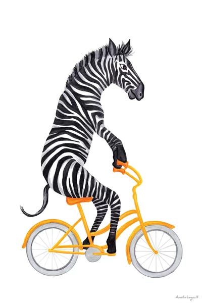 Zebras: Zebra On Bike by Amélie Legault