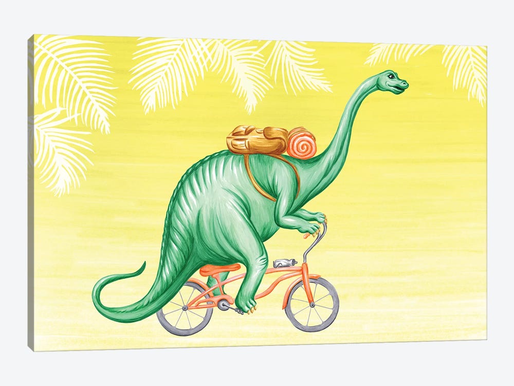 Brontosaurus On Bike by Amélie Legault 1-piece Canvas Print