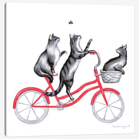 Cats On Bike Canvas Print #LGL5} by Amélie Legault Canvas Art Print