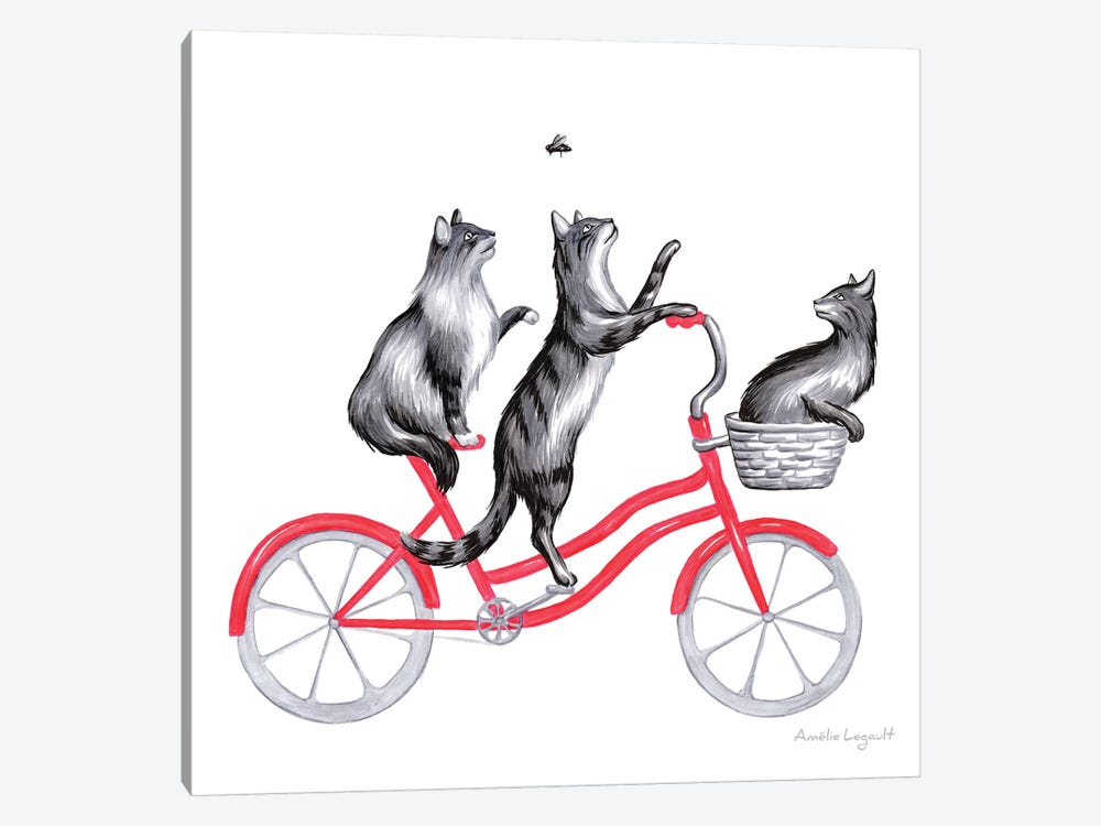 Cats On Bike by Amélie Legault 1-piece Canvas Wall Art