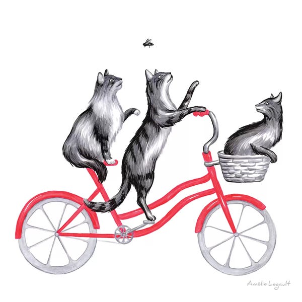 Kids Transportation Art: Cats On Bike by Amélie Legault
