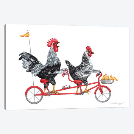 Chickens On Bike Canvas Print #LGL6} by Amélie Legault Canvas Print