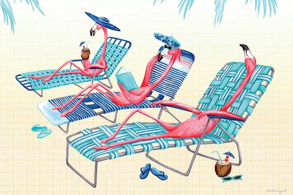 Kids Animal Art: Flamingos Beach by Amélie Legault