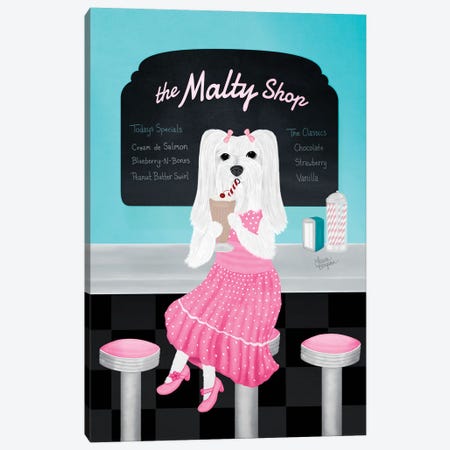 Lucy At The Malty Shop Canvas Print #LGS100} by Laura Bergsma Canvas Wall Art