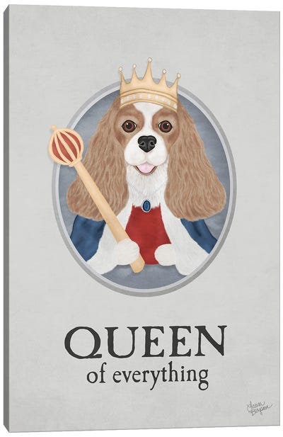 Queen Of Everything (Sable And White) Canvas Art Print - Cavalier King Charles Spaniel Art