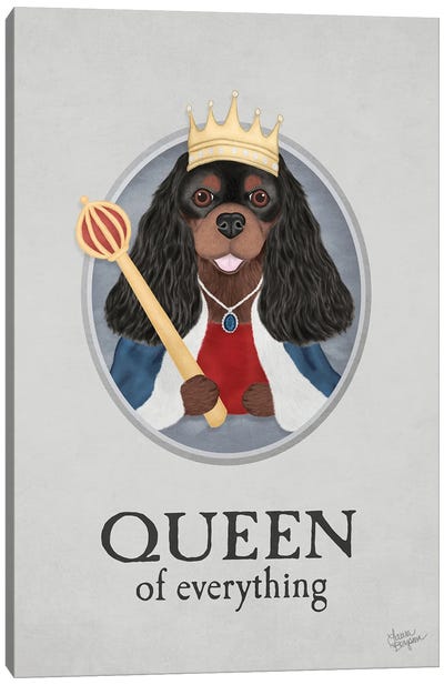 Queen Of Everything (Black And Tan) Canvas Art Print - Cavalier King Charles Spaniel Art