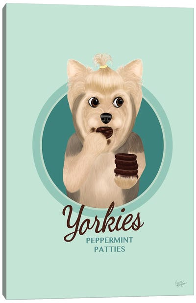 Yorkies Peppermint Patties Canvas Art Print - Cookie Art