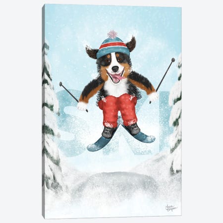 Bernese Mountain Sports - Ski Canvas Print #LGS11} by Laura Bergsma Art Print