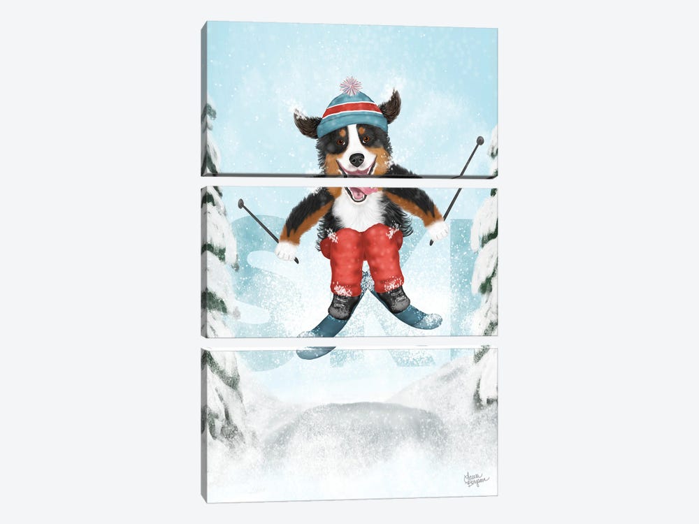 Bernese Mountain Sports - Ski by Laura Bergsma 3-piece Art Print