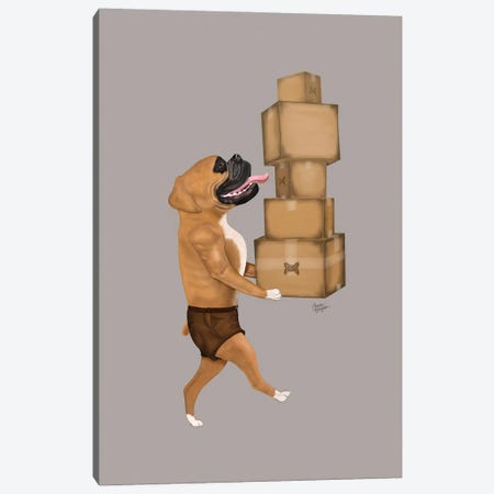 Brown Boxer Canvas Print #LGS17} by Laura Bergsma Canvas Wall Art