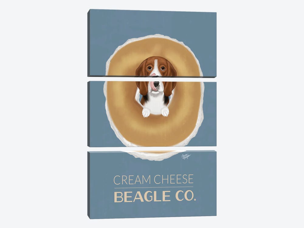 Cream Cheese Beagle by Laura Bergsma 3-piece Canvas Art Print