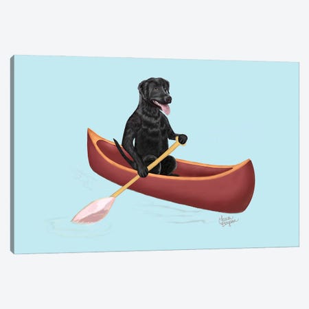 Doggie Paddle (Black) Canvas Print #LGS30} by Laura Bergsma Art Print