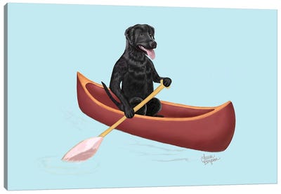 Doggie Paddle (Black) Canvas Art Print - Laura Bergsma