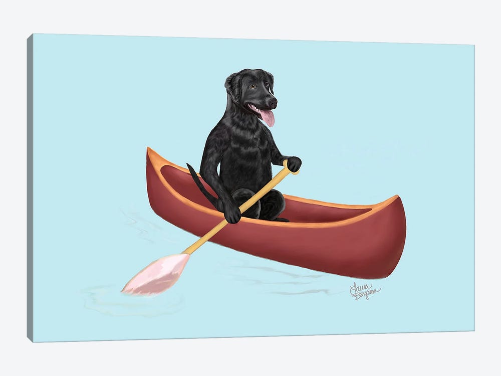 Doggie Paddle (Black) by Laura Bergsma 1-piece Canvas Wall Art