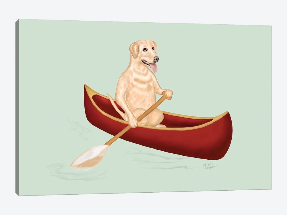 Doggie Paddle (Yellow) by Laura Bergsma 1-piece Art Print