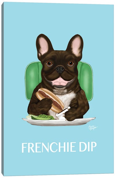 Frenchie Dip Canvas Art Print - French Bulldog Art