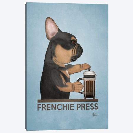 Frenchie Press (Black And Tan) Canvas Print #LGS35} by Laura Bergsma Canvas Wall Art