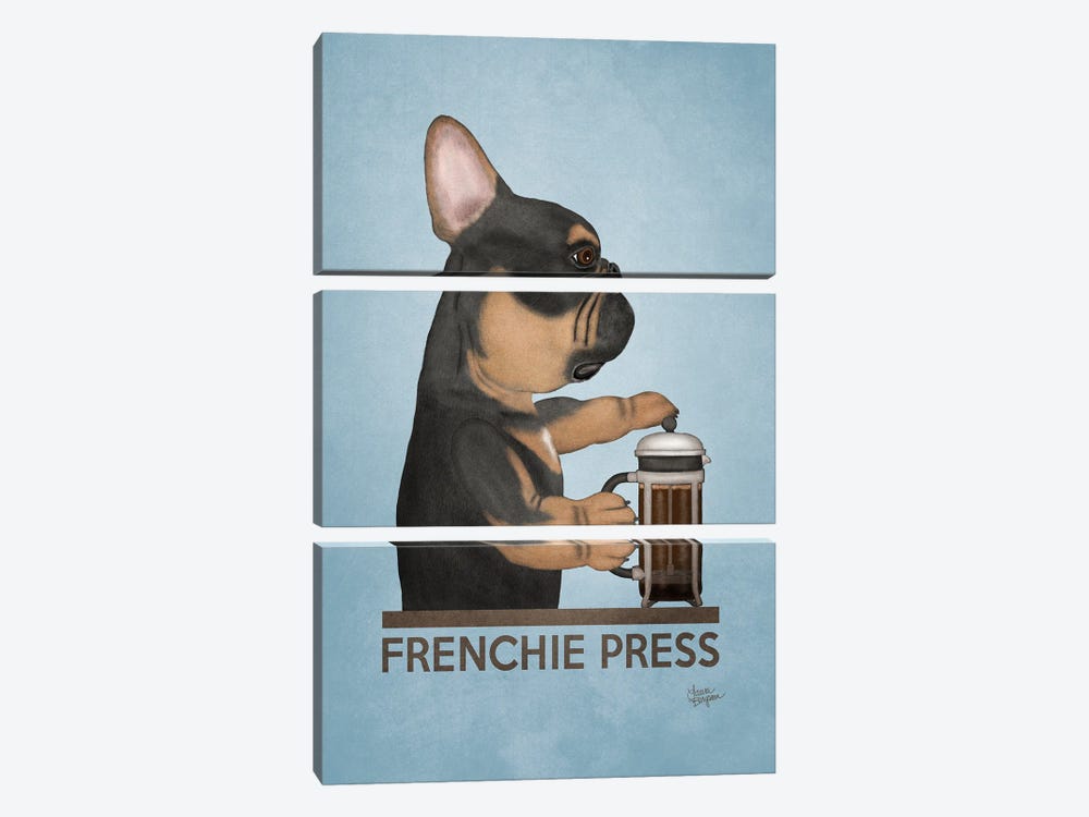 Frenchie Press (Black And Tan) by Laura Bergsma 3-piece Canvas Print