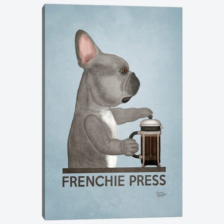 Frenchie Press (Blue) Canvas Print #LGS36} by Laura Bergsma Canvas Wall Art