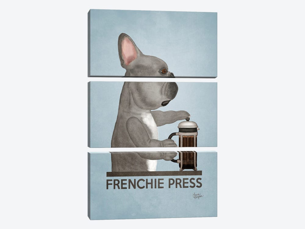 Frenchie Press (Blue) by Laura Bergsma 3-piece Canvas Art