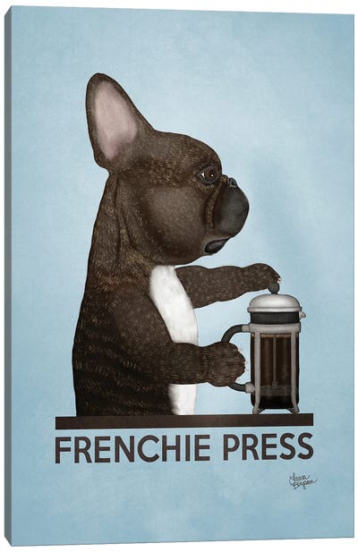 Frenchie Press (Brindle) Canvas Art Print - Cafe Art