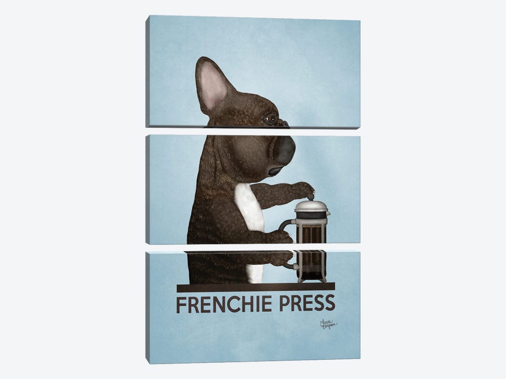 Frenchie Press (Brindle) by Laura Bergsma 3-piece Canvas Art Print