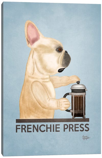 Frenchie Press (Fawn) Canvas Art Print - French Bulldog Art