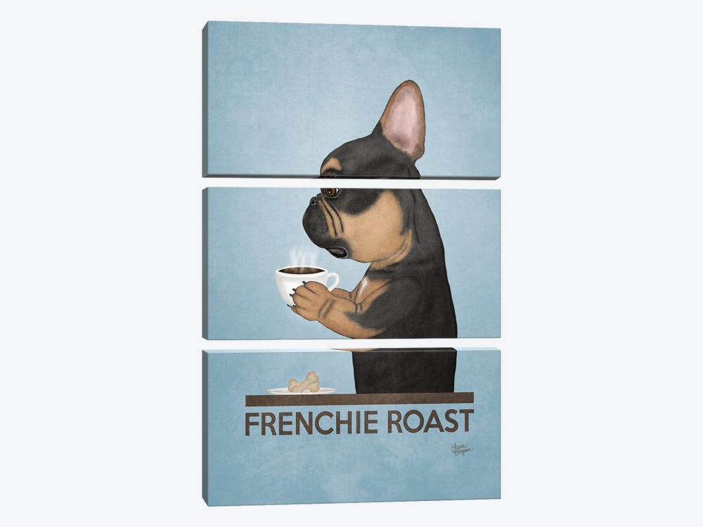 Frenchie Roast (Black And Tan) by Laura Bergsma 3-piece Canvas Print