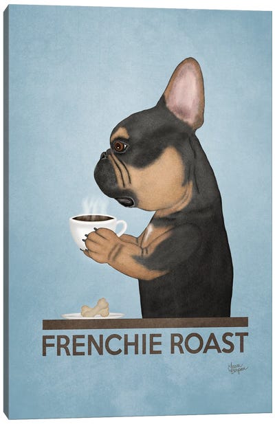 Frenchie Roast (Black And Tan) Canvas Art Print - French Bulldog Art