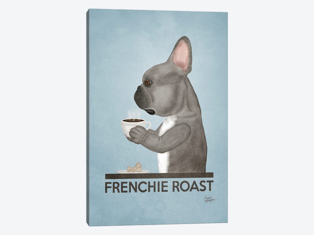 Frenchie Roast (Blue) by Laura Bergsma 1-piece Art Print