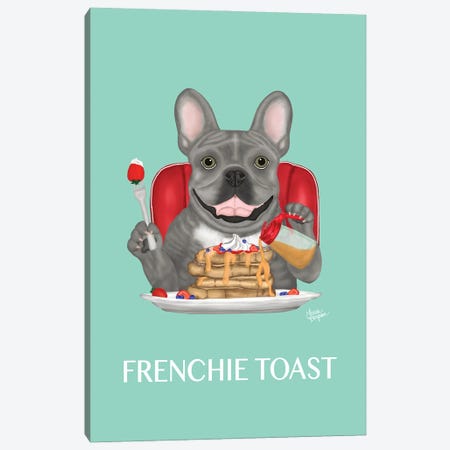 Frenchie Toast (Blue) Canvas Print #LGS43} by Laura Bergsma Canvas Art
