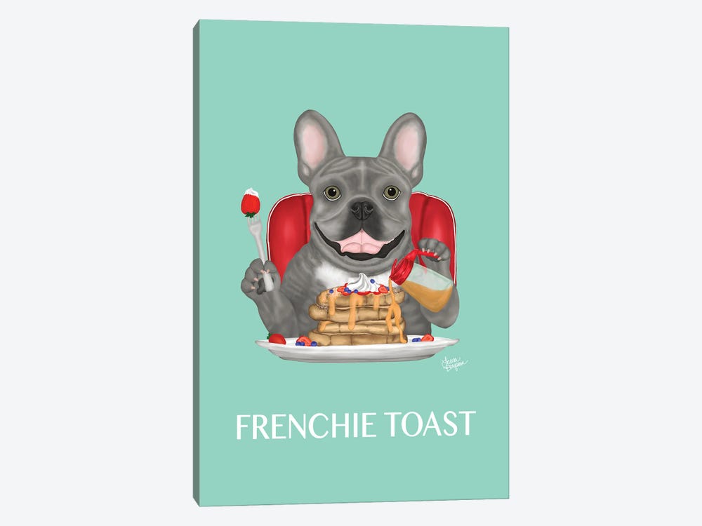 Frenchie Toast (Blue) by Laura Bergsma 1-piece Canvas Art