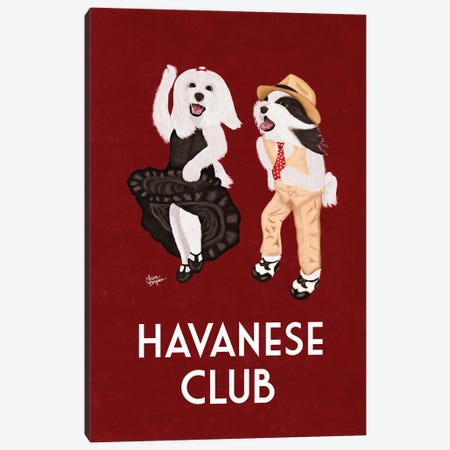 Havanese Club (Borderless) Canvas Print #LGS50} by Laura Bergsma Canvas Art Print