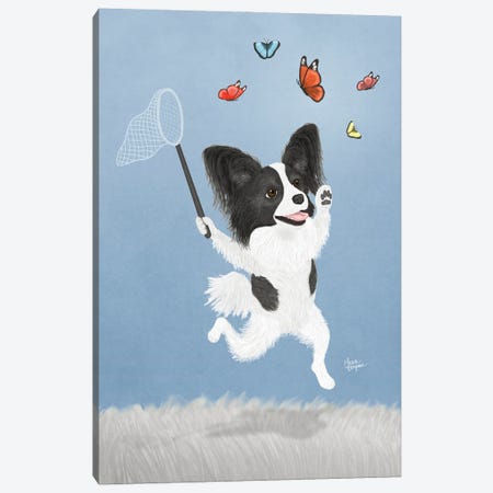 Butterfly Dog (Black And White) Canvas Print #LGS62} by Laura Bergsma Canvas Art