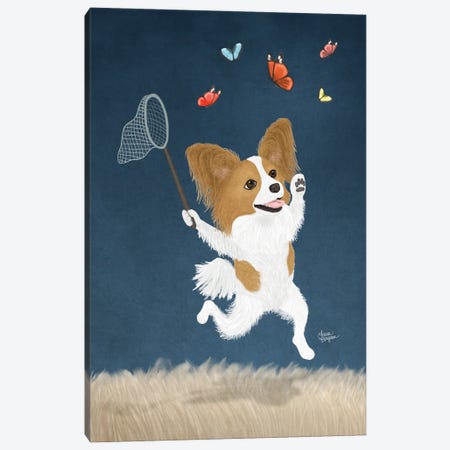 Butterfly Dog (Sable And White) Canvas Print #LGS63} by Laura Bergsma Canvas Art