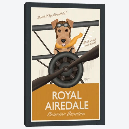 Royal Airedale (Yellow) Canvas Print #LGS72} by Laura Bergsma Art Print