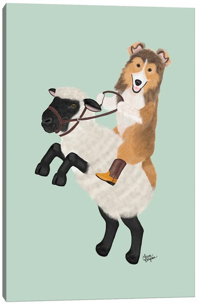 Shetland Sheepdog (Sable And White) Canvas Art Print - Shetland Sheepdog Art