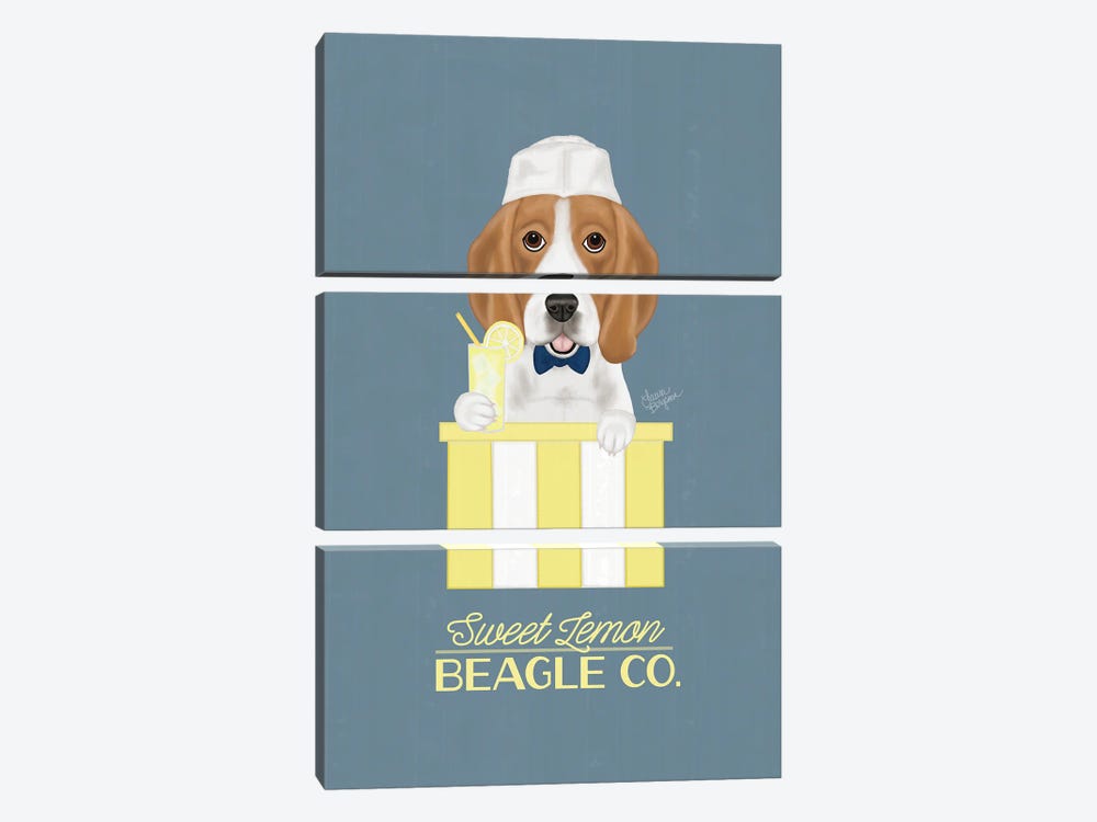 Sweet Lemon Beagle by Laura Bergsma 3-piece Art Print