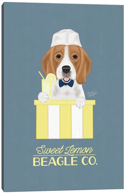 Sweet Lemon Beagle Canvas Art Print - Laura Bergsma