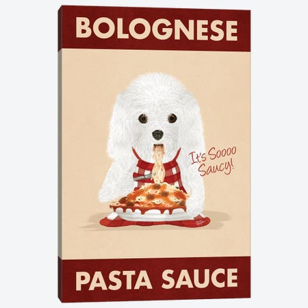 Bolognese Pasta Sauce (Bordered) Canvas Print #LGS93} by Laura Bergsma Art Print