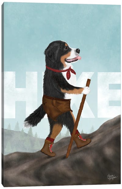 Bernese Mountain Sports - Hike Canvas Art Print - Bernese Mountain Dog Art