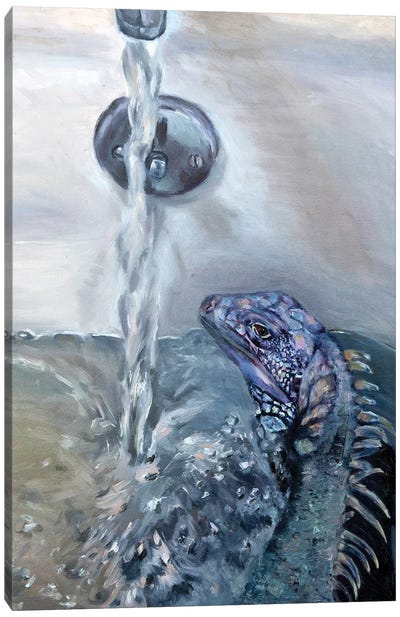 Lizard Bath Canvas Art Print - Lisa Goldfarb