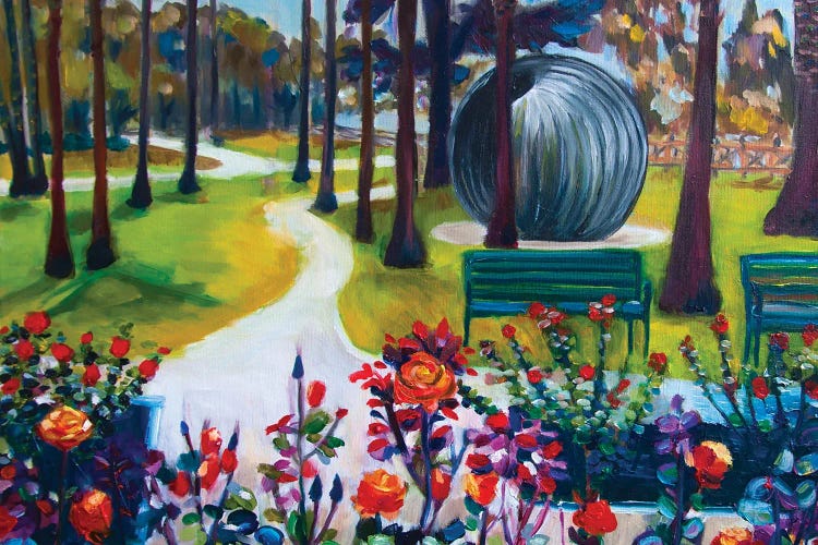 Sculpture And Blooms In Palisades Park, Santa Monica by Lisa Goldfarb wall art