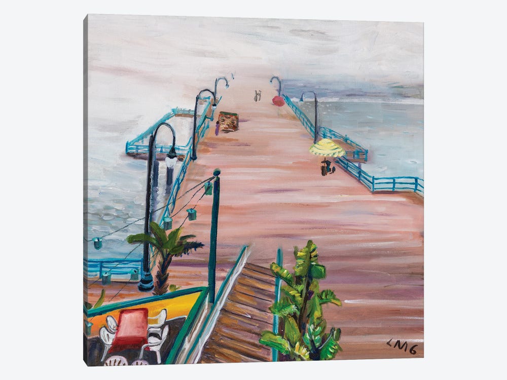 Santa Monica Pier In Fog by Lisa Goldfarb 1-piece Canvas Art Print