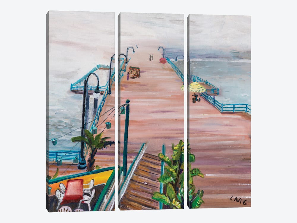 Santa Monica Pier In Fog by Lisa Goldfarb 3-piece Art Print
